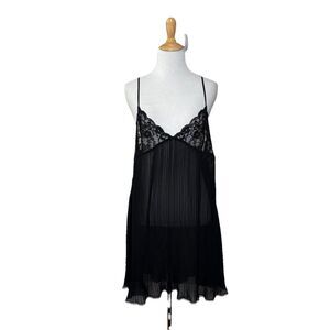 Jillian Jones Black Lace Adjustable Cami Babydoll  Négligée Lingerie Size Large